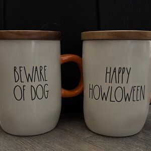 Rae Dunn Halloween Mugs with Wooden Lids